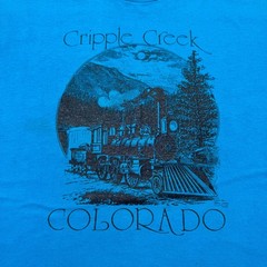 Vintage 80s Cripple Creek Colorado Steam Train Graphic Souvenir Shirt USA Medium