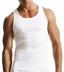 Men Tank Top 100%Cotton Ribbed White A-Shirt Wife Beater Undershirts Size:S-4XL