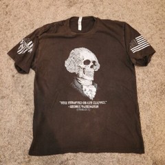 George Skeleton Stay Strapped or Get Clapped Graphic TShirt Black Size XL Funny