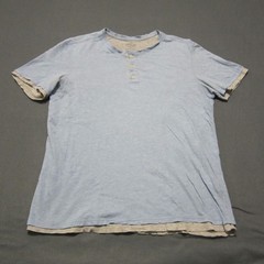 Vince Button Collar Shirt Mens M Light Blue Double Layered Pima Cotton SS