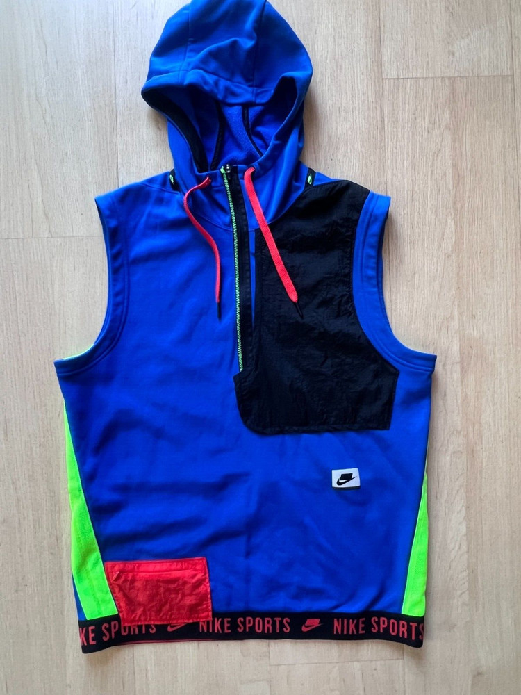 Nike Therma Sleveless Hooded Training Top Size M Blue Multi Color CD5716 480