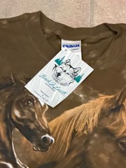 Y2K Horse Graphic T Shirt Brown Tie Dye Back To Earth Nature Wildlife Tee L Tag