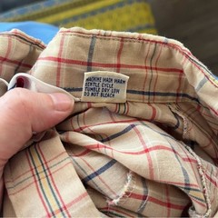 Vintage Men’s Western Shirt Neutral Plaid Pearl Snaps Button Down Medium Rodeo