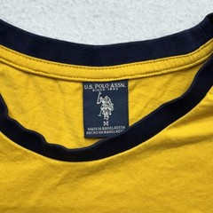 U.S. Polo Assn Yellow Ringer T-Shirt Mens Medium USPA Logo Stripe Tee