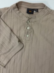 Vintage 90s Ribbed Henley Shirt Men XL Boxy Fit Minimal Casual Midweight Cotton