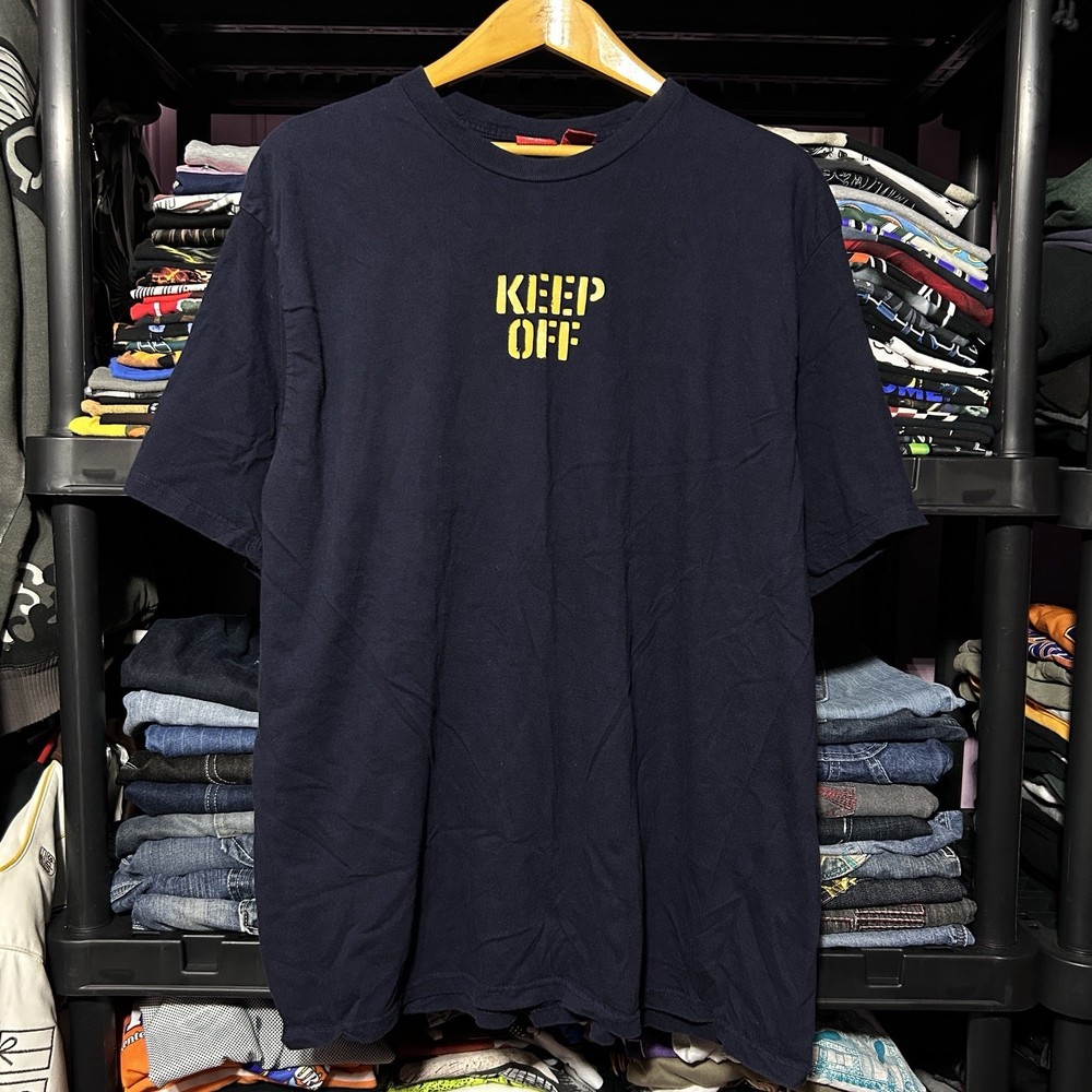Vintage Mossimo Keep Off Navy Blue T-Shirt Size XL