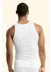 6 Packs Men’s 100% Cotton Tank Top A-Shirt Wife Beater Undershirt Ribbed WHITE