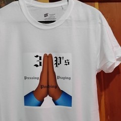 3Ps Praying Hands Tee Hanes ComfortSoft Mens Small White Crew Neck Short Sleeve