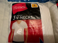 NEW- Hanes T Shirts Mens V-NECK Large White 2 / 3 Packs (6 TOTAL)- FIRST QUALITY