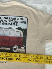 Volkswagen Unisex T-shirt (L) Tan Hippie 70s Iconic Bus Graphic Logo Original