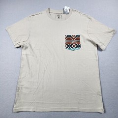Rue 21 Tribal Southwest Pocket T-Shirt Men’s Small Tan Aztec Jersey Straight Hem