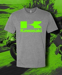 KAWASAKI BLACK T-SHIRT GREEN Logo Racing Ninja Motorcycle Motor Bike Fast Ship!