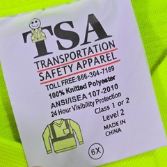 TSA Hi Viz Shirt Mens 6XL Yellow Long Sleeve Pocket Tee Casual Class 1 2 NWT