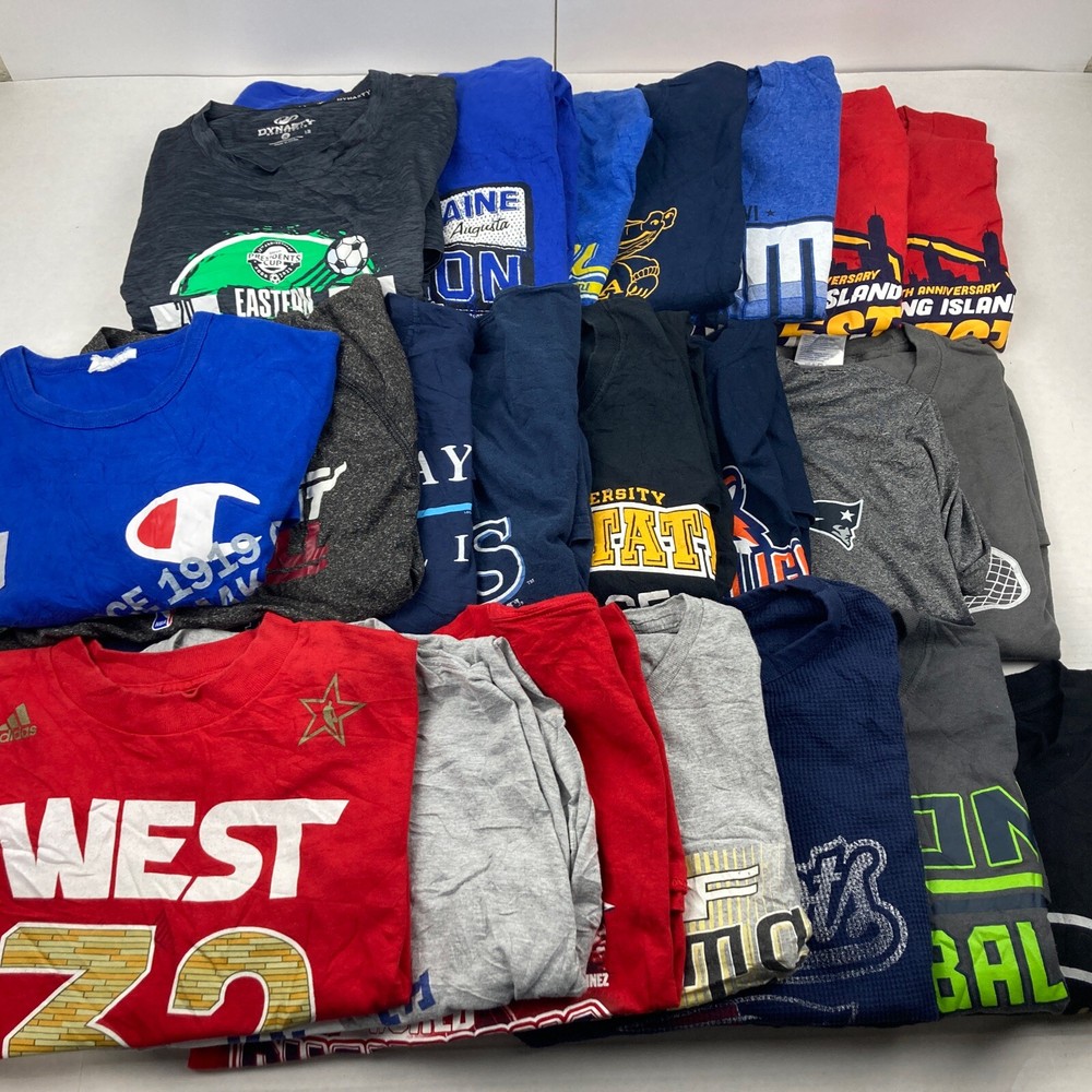 Wholesale lot of 22 Sport’s Long/Short Sleeve T-Shirts (Size in Desc)