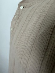 Vintage 90s Ribbed Henley Shirt Men XL Boxy Fit Minimal Casual Midweight Cotton