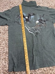 Vintage 90s Mens Hand Painted Eagle Green Turtleneck Long Sleeve Shirt Size L