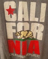 California Republic Men’s Large T- Shirt Gray With State Bear Poly Cotton Rayon