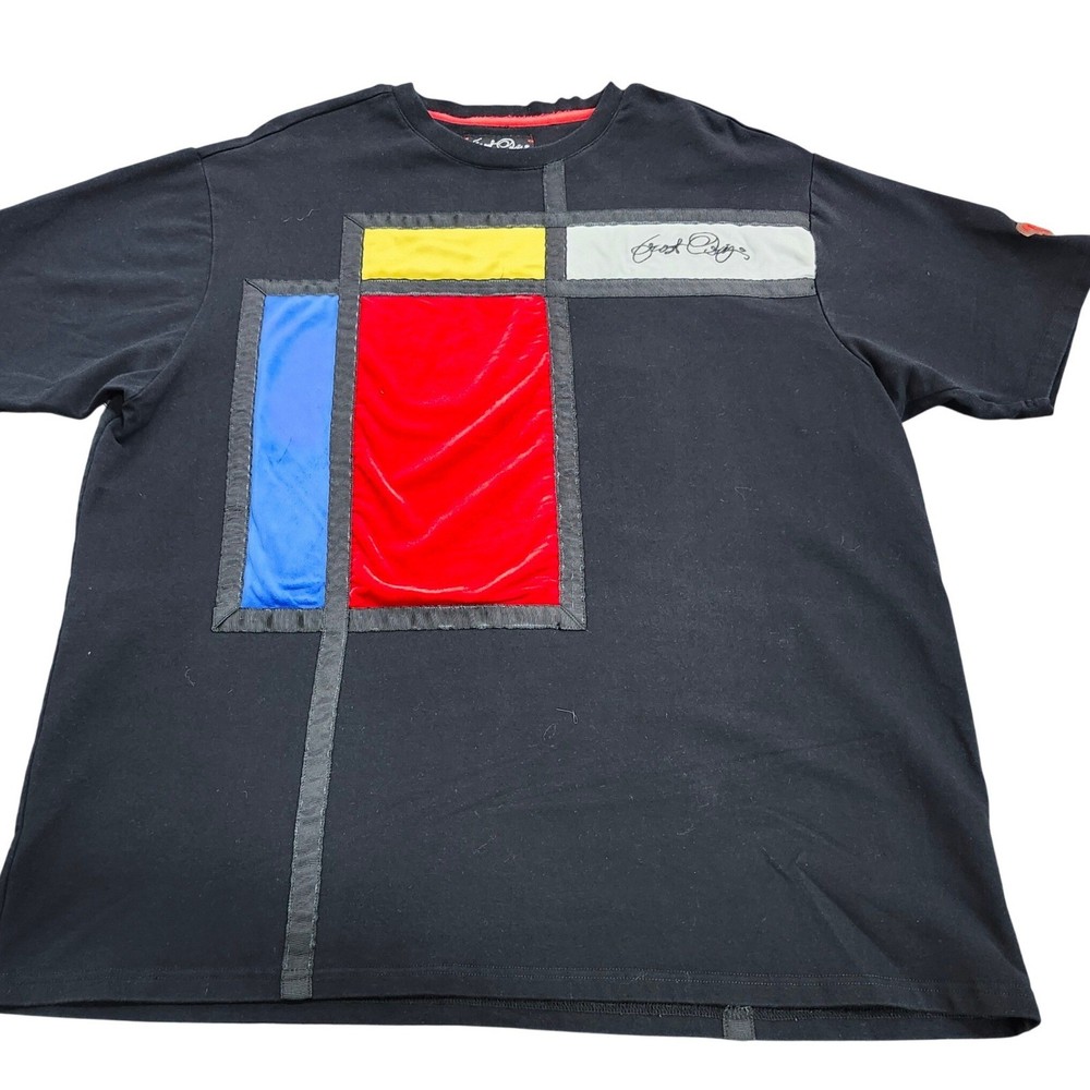 Frost Origins Mens 3X Black Mondrian Color Block Velvet Patch Streetwear T-Shirt