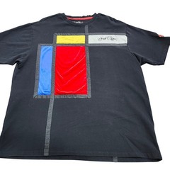 Frost Origins Mens 3X Black Mondrian Color Block Velvet Patch Streetwear T-Shirt