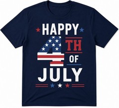 t-shirt for men 4th of July USA flag patriotic graphic blue crew neck
