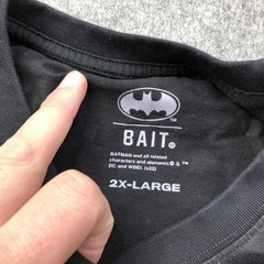 BAIT x Batman Shirt Mens 2XL Black Graphic Tee DC Comics Tagless Double Sided