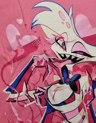 Hazbin Hotel Angel Dust Summer Splatter XL Pink Shirt Vivziepop Sharkrobot