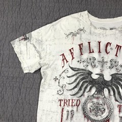 Affliction Shirt Men XL White Tried True Trademark Eagle Graphic Biker Red Foil