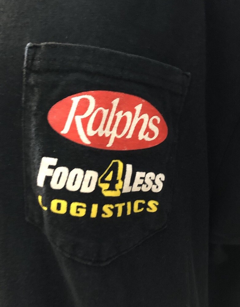 VTG. Food 4 Less Ralphs Kroger Logistics Pocket Employee Work Uniform T-Shirt XL