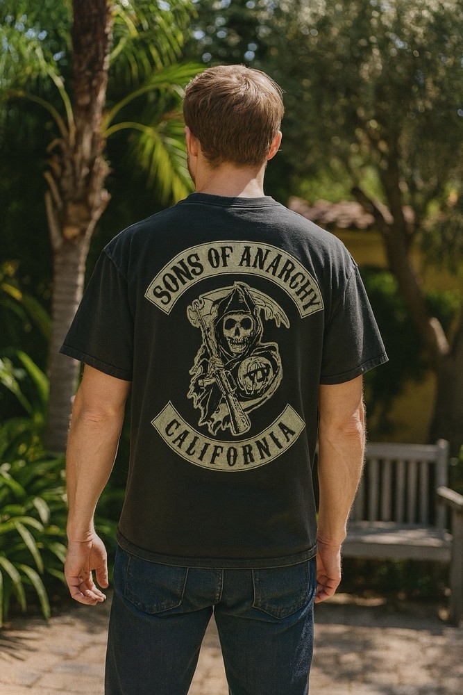 Sons of Anarchy Grim Reaper California Black T-Shirt XL Biker Club Graphic Tee