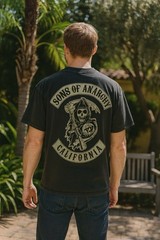 Sons of Anarchy Grim Reaper California Black T-Shirt XL Biker Club Graphic Tee