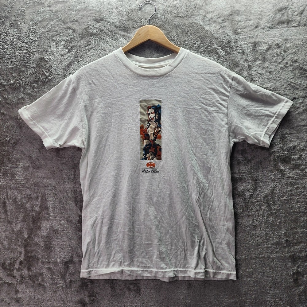 Color Bars Batman Harley Quinn T Shirt Men’s M White DC Comics Graphic Tee