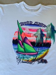Vintage Wind Surf hand painted art white t-shirt, Blue Max, 100%cotton