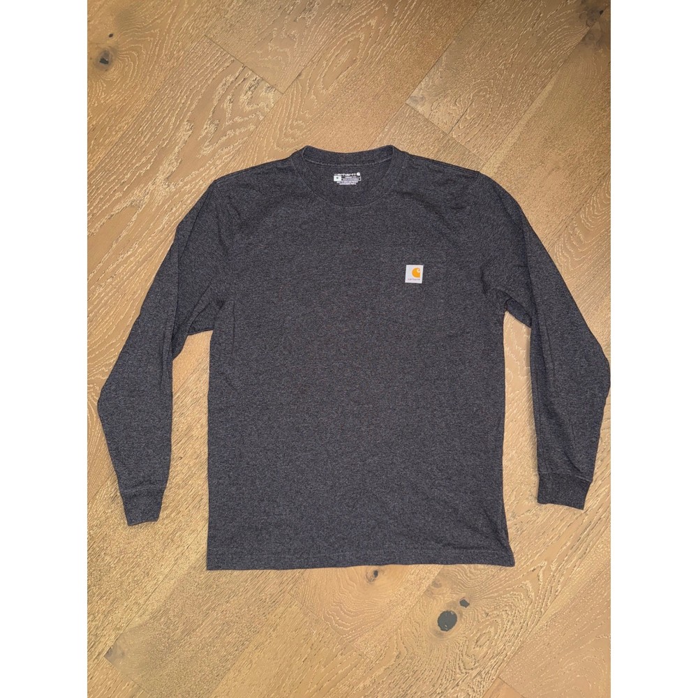 Carhartt Mens Loose Fit Long Sleeve Pocket T-Shirt Charcoal Heather Gray Size M