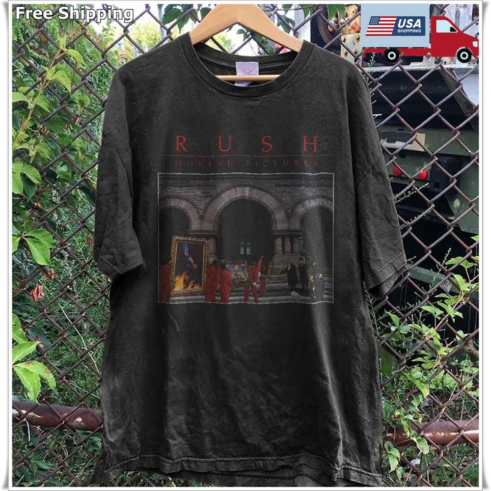 Rush Moving Pictures T-Shirt Vintage Rock Band Album Graphic Unisex Tee