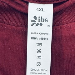 Men’s Size 4XL IBS Brand T-shirt. Dark Red, Short Sleeve, Plain