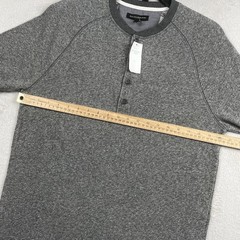 New Banana Republic Henley Shirt Mens Large Heather Gray Long Sleeve Preppy NWT