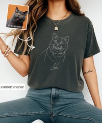 Custom Pet Portrait Comfort Tee Personalized Dog Cat Photo Shirt