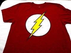 The Flash T-shirt Short Sleeve Heather Burgundy Gold Flash Logo Medium