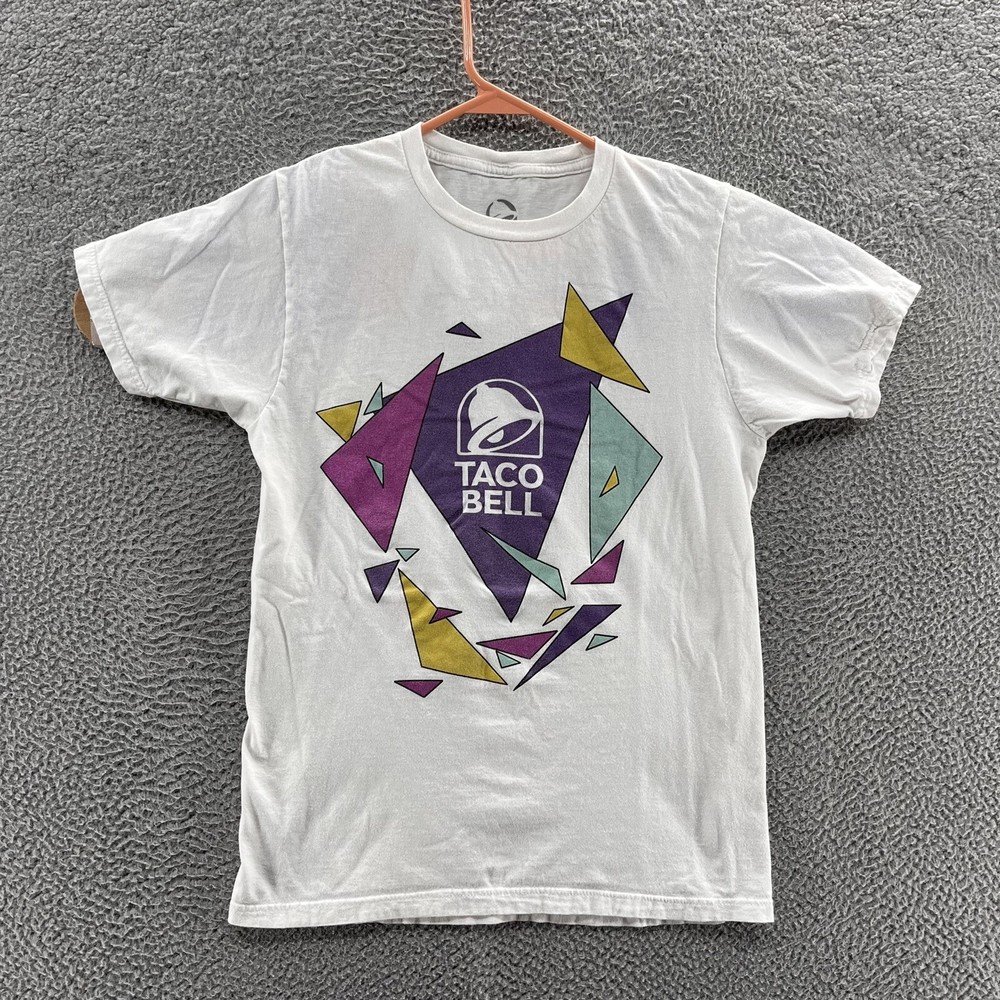 Taco Bell T Shirt Men Small White Retro Fast Food Graphic Logo Casual Crew Neck