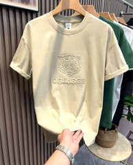 New Men Fashion Trend Tiger Embroidery Summer Short Sleeve Luxury Cotton T-Shirt