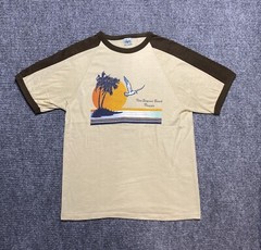 Vintage New Smyrna Beach T Shirt Mens Medium Brown Surfer Beach 70s 80s Thin