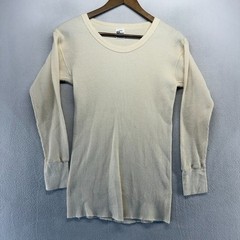 Vintage Deep North Thermal Shirt Mens Large Beige Tan Waffle Base Layer Thin 90s