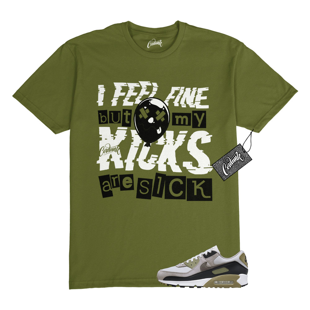 Air Max 90 Light Bone Neutral Olive College Grey Stone T Shirt to Match SICK