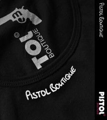 Pistol Boutique Men’s Black Plain Blank Neck Logo Print Single Tank Vest Top