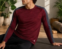 Gaiam T-Shirt Mens Medium Stretch Everyday Basic Hot Yoga Gym Long Sleeve Active