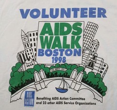 Vintage 1998 AIDS Walk Boston Volunteer T-Shirt XL USA HIV 90s Charity LGBT Gay