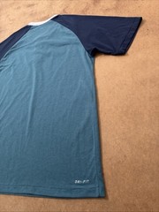 Nike SB Men’s Large Henley T Shirt Teal Blue Raglan 3 Button Skate Dri- Fit Logo