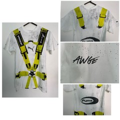 Puma A$Ap Rocky Distressed Seat Belt Graphic White Lime Green T Shirt SAMPLE XXS