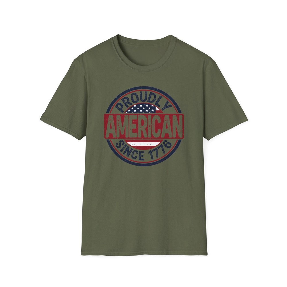 Proudly American Since 1776 T-Shirt Vintage Stamp Patriotic USA Graphic Tee S3XL
