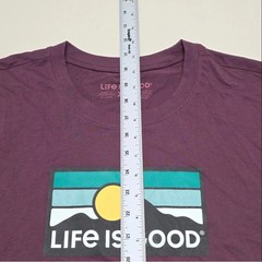 Life is Good Men XXL T-Shirt Plum Maroon Mountain Sun Graphic Print 100% Cotton